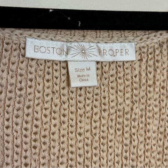 Boston Proper Cotton Knit V-Neck Sweater Tan Size M - Picture 3 of 5